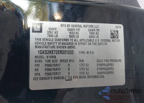 2014 GMC Yukon Xl Slt из США, поврежденный, VIN 1GKS2KE72ER201233